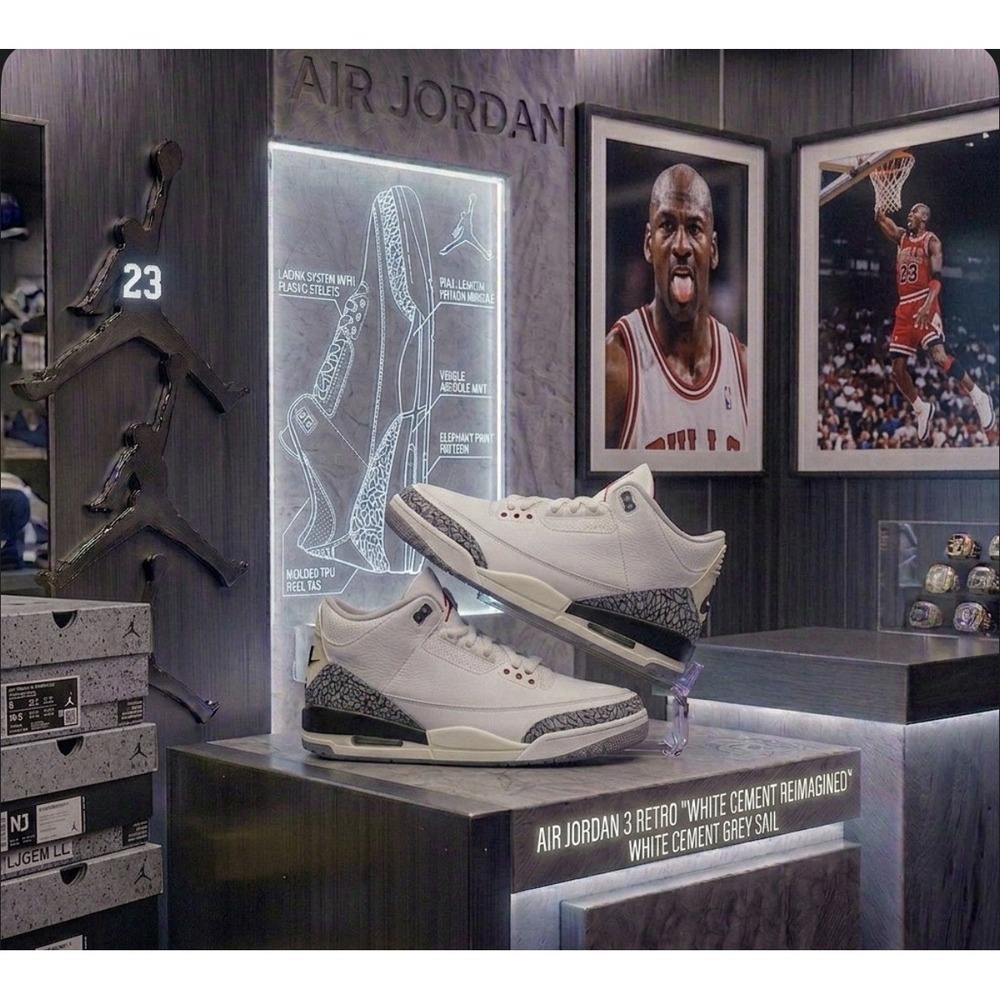 Nike Air Jordan 3 Retro White Cement Reimagined GS DM0967-100 Size 7Y/8.5W CLEAN